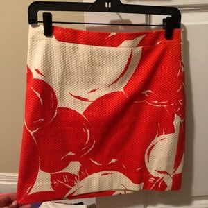 J. Crew orange and white patterned skirt